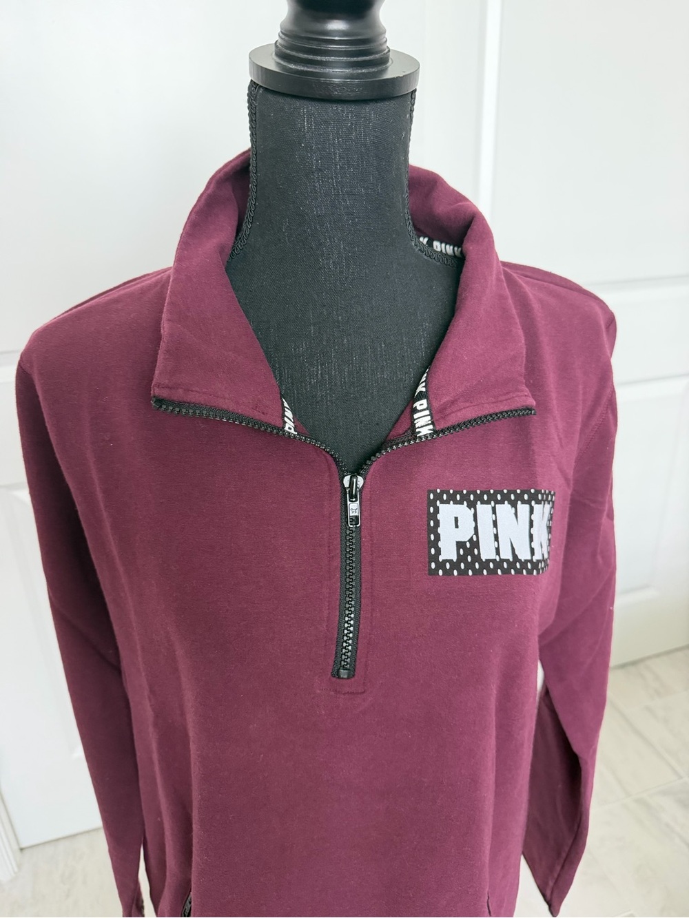 PINK Victoria's Secret Half-Zip Pullover Sweater in Plum - Picture 2 of 7